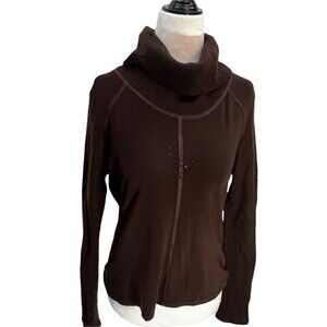 𝅺vintage 90's Vex🤎Wool Blend Brown Cowl Neck Sweater Size S